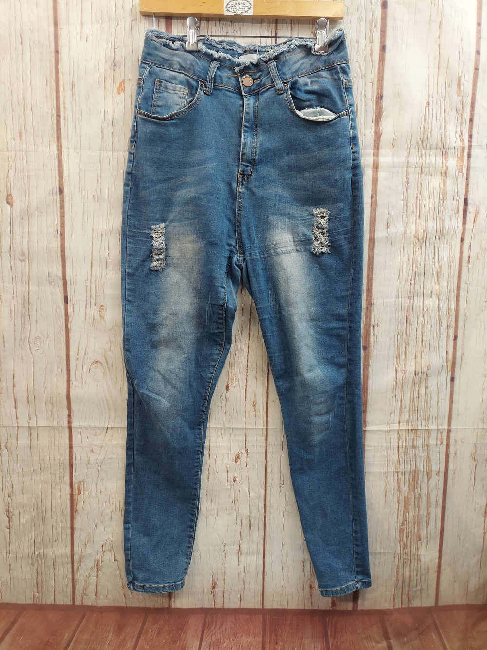 Bamboo Women’s Distressed High-Rise Blue Jeans